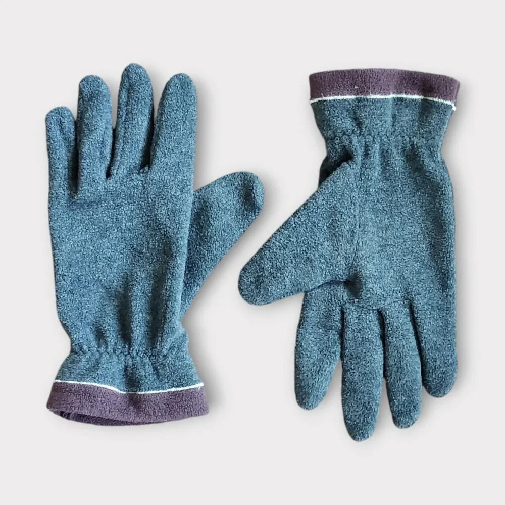 Comme Ca Ism Winter Gloves Gray Fleece Size M/L Unisex Pull On Elastic Wrist